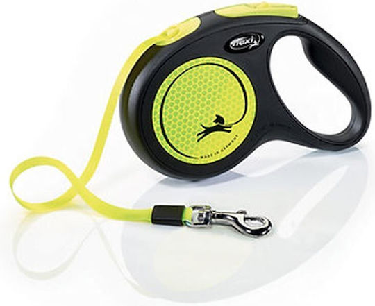 Lesă Flexi New Classic L Bandă 5m Până la 50kg Galben Neon