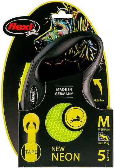 Flexi Leash New Classic M Tape 5m Up to 25kg Neon Yellow