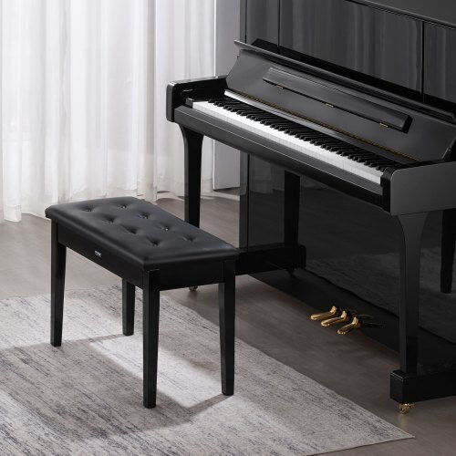 Vevor Double Piano Bench Keyboard Storage Padded Seat Wooden Vanity Library Stool