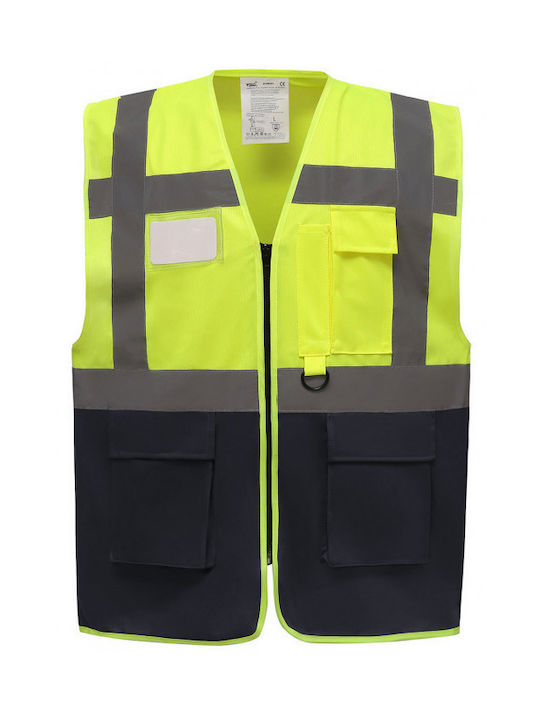 Yoko HVW801 Bărbați Vestă de siguranță cu benzi reflectorizante Galben