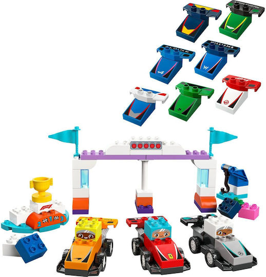 LEGO Duplo Town F1 Team Mașini de Curse și Piloți pentru 2+ Ani 70 Bucăți