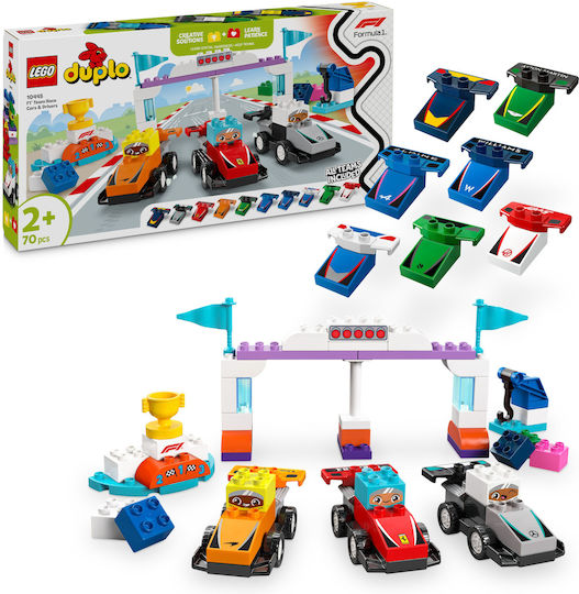 LEGO Duplo Town F1 Team Mașini de Curse și Piloți pentru 2+ Ani 70 Bucăți