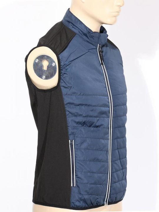 Fageo Softshell Men's Safety Vest with Fleece Lining Navy Blue
