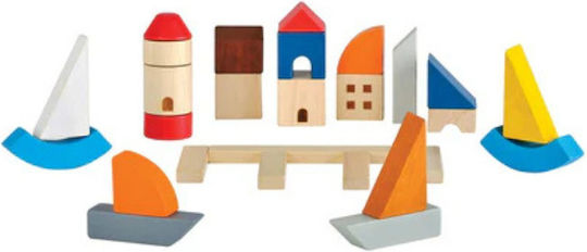 Plan Toys Τουβλάκια Λιμάνι Ξύλινα για 1.5+ Ετών