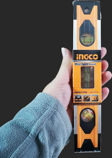 Ingco HMSL01030 Spirit Level Aluminum Magnetic 22.5cm with 3 Eyes