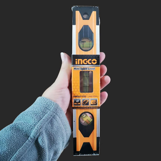 Ingco HMSL01030 Spirit Level Aluminum Magnetic 22.5cm with 3 Eyes