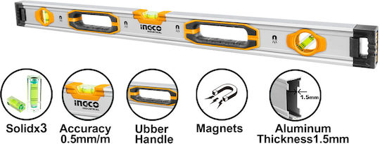 Ingco HSL38100M Wasserwaage Aluminium Magnetisch 100cm mit 3 Augen