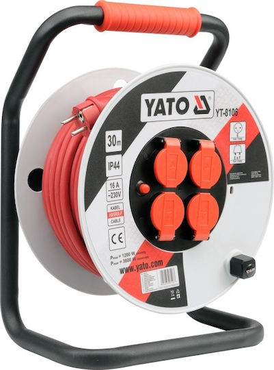 Yato Waterproof Extension Reel Cord 3 x 2.5mm²/30m White