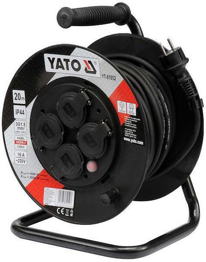 Yato Waterproof Extension Reel Cord 3 x 1.5mm²/40m Black