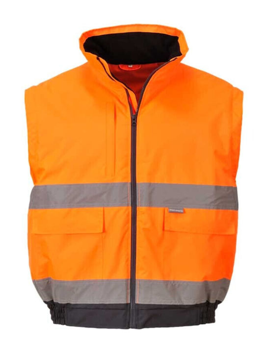 Portwest Work Jackets Reflective Hooded Orange