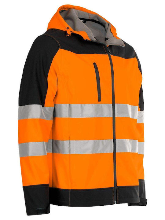 Stenso Nobel Work Fleece Jacket Reflective Softshell with Hood Orange