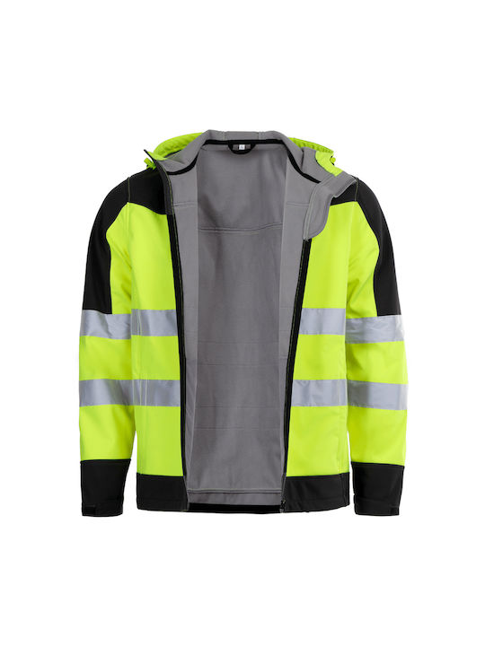 Stenso Nobel Work Fleece Jacket Reflective Softshell with Hood Yellow