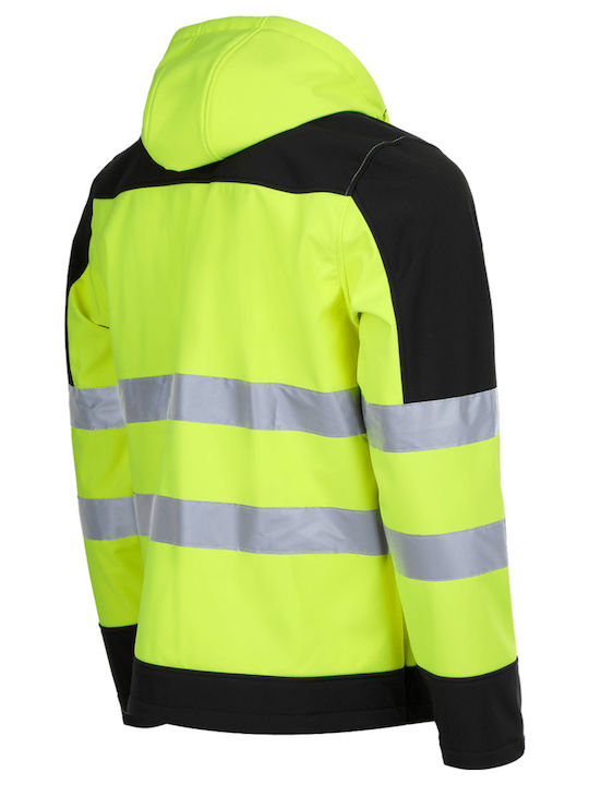 Stenso Nobel Work Fleece Jacket Reflective Softshell with Hood Yellow
