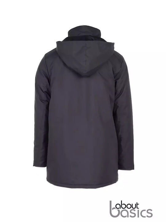 About Basics Work Jacket with Fleece Lining and with Hood Black