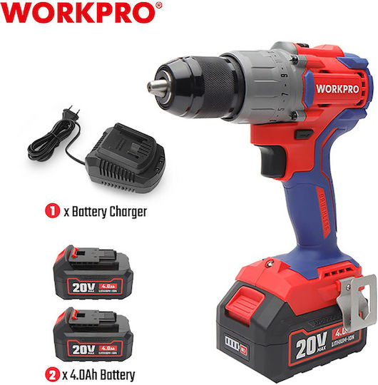 WorkPro WP390008 Akkuschrauber Batteriebetrieb Brushless 20V 2x4Ah