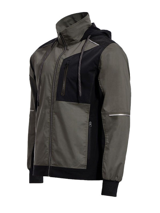 Stenso Revolt Light Stretch Work Jacket Reflective with Removable Lining and Hood Green
