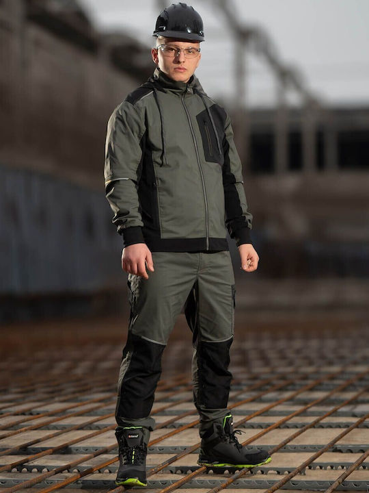 Stenso Revolt Light Stretch Work Jacket Reflective with Removable Lining and Hood Green