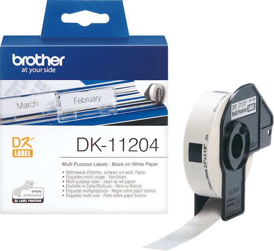 Brother DK11204 400 Self-Adhesive Label Rolls for Label Printer 17x54mm 1pcs