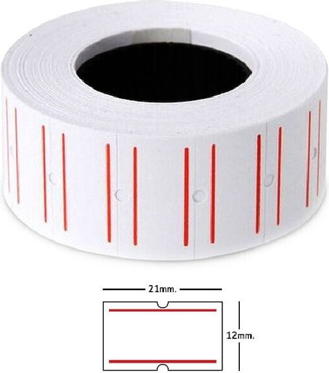 1000 Selbstklebende Etikettenrollen für Etikettendrucker mit rotem Streifen 21x12mm 1Stück