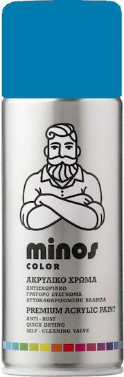 Minos Spray Σπρέι Βαφής Ακρυλικό για Καλοριφέρ με Μεταλλικό Εφέ Μπλε RAL 5002 400ml