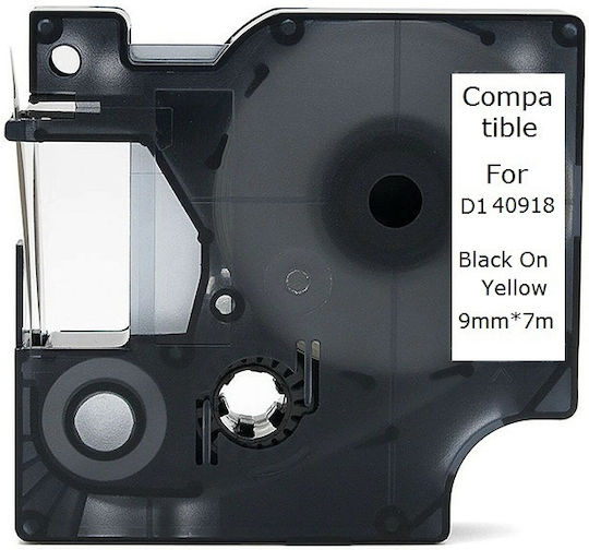 Dymo Standard Label Maker Tape 40918 9mm x 7m Black Text on Yellow Background S0720730 Dymo40918