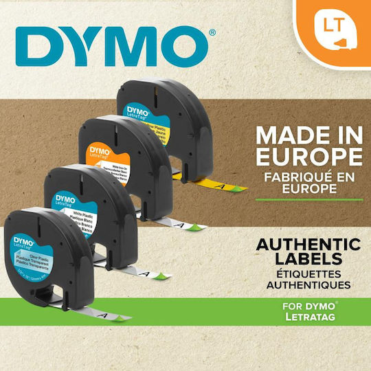Dymo Label Maker Tape in White Colour Compatible with Dymo LetraTag/LT