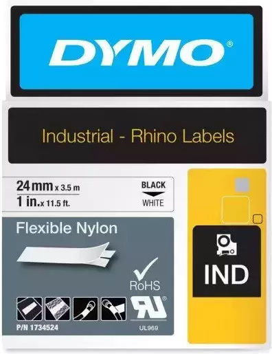 Dymo Label Maker Tape 3.5m x 24mm in Black Colour Compatible with Dymo Rhino/IND