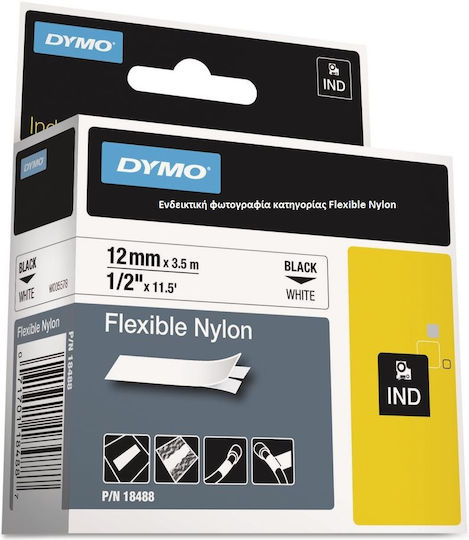 Dymo Label Maker Tape 3.5m x 24mm in Black Colour Compatible with Dymo Rhino/IND