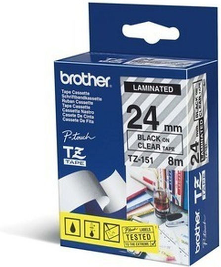 Brother Etikettendrucker-Band 3m x 24mm in Transparent Farbe Kompatibel mit Brother TZe/TZ