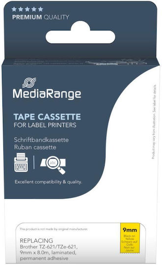 MediaRange Label Maker Tape 8m x 9mm Yellow