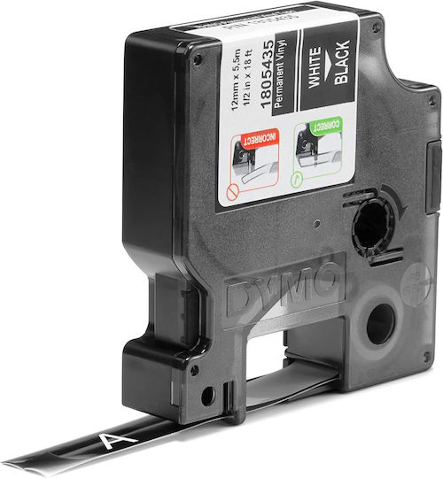 Dymo Label Maker Tape 5.5m x 12mm In Black Colour Compatible With Dymo D1 Dymo Rhino/IND