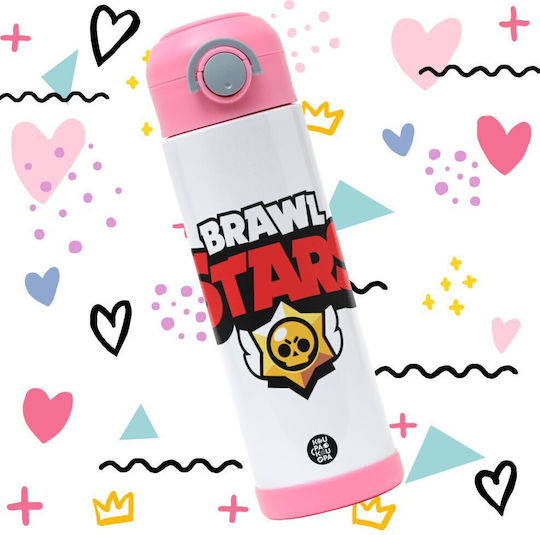 Koupakoupa Παιδικό Παγούρι Brawl Stars Ανοξείδωτο με Καλαμάκι Ροζ 500ml