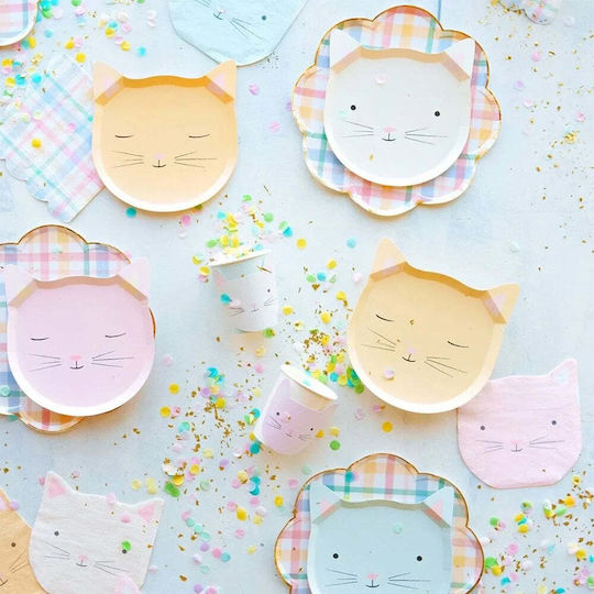Meri Meri Farfurie Cute Kitten Pentru Petreceri 8 Bucăți