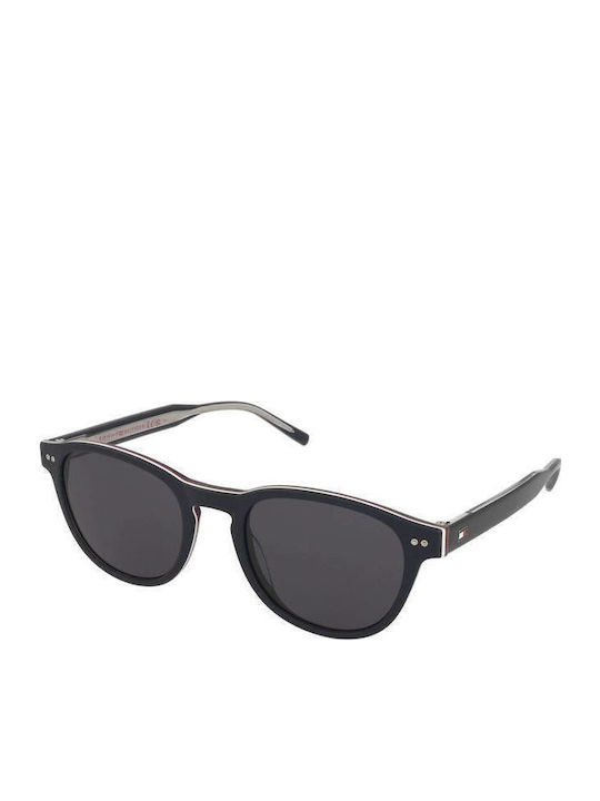 Tommy Hilfiger Men's Sunglasses with Navy Blue Horn-Rimmed Frame and Grey Lenses