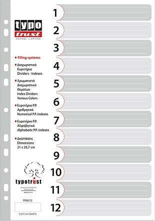 Typotrust Πλαστικό Διαχωριστικό για Έγγραφα A4 με Τρύπες