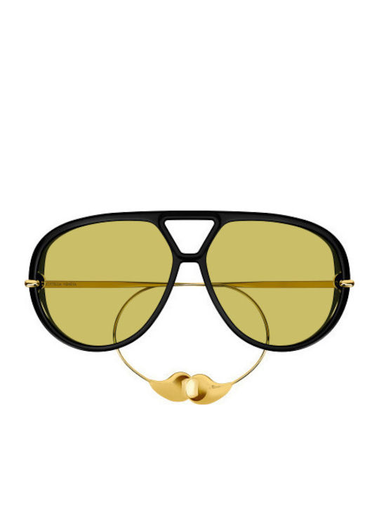 Bottega Veneta Unisex Sunglasses with Black Frame and Yellow Lens BV1273S 003