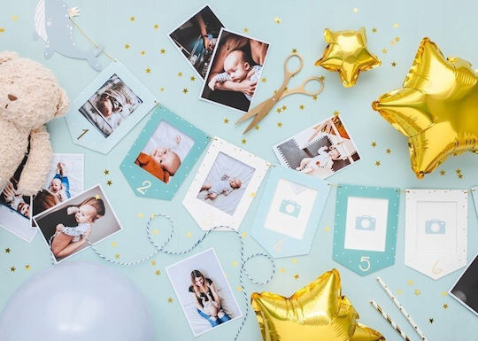 Composition with 25 Balloons Foil Gold Stars 19cm