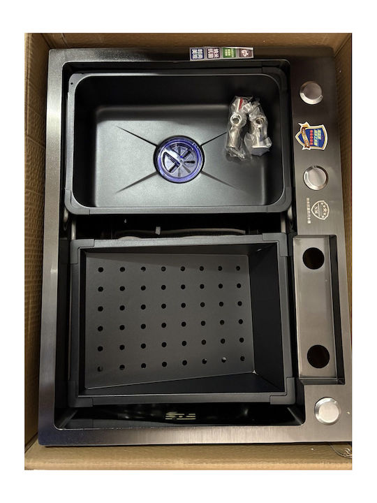 Επικαθήμενος Νεροχύτης Inox Μ60xΠ45cm Μαύρος
