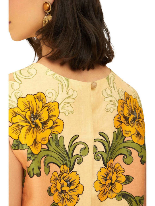 Γυναικείο Crop Top Floral Μπεζ