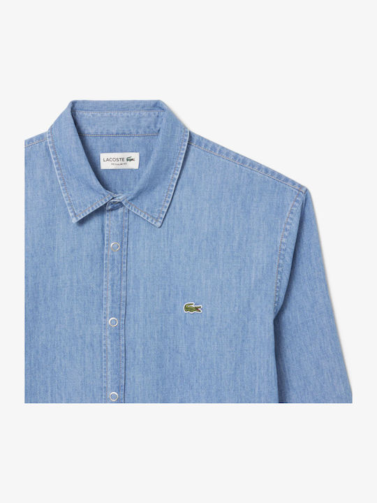Μακρυμάνικo Τζιν Πουκάμισο σε Στενή Γραμμή Denim