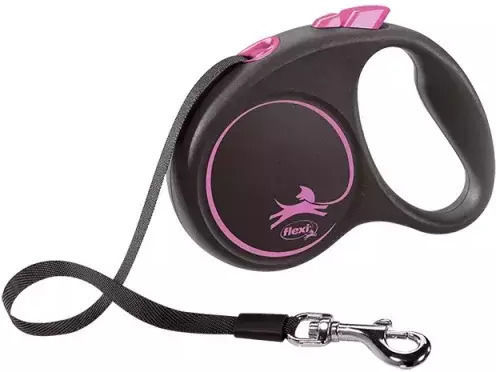 Flexi Lesă/Cordon Câine Curea Design în culoarea Negru până la 15kg
