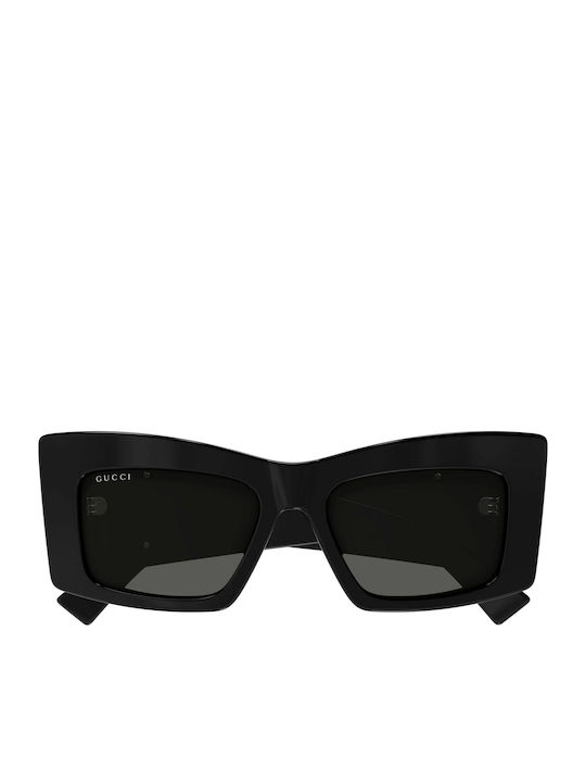 Gucci Women's Sunglasses with Black Horn-Rimmed Frame and Grey Lenses GG1842S 001