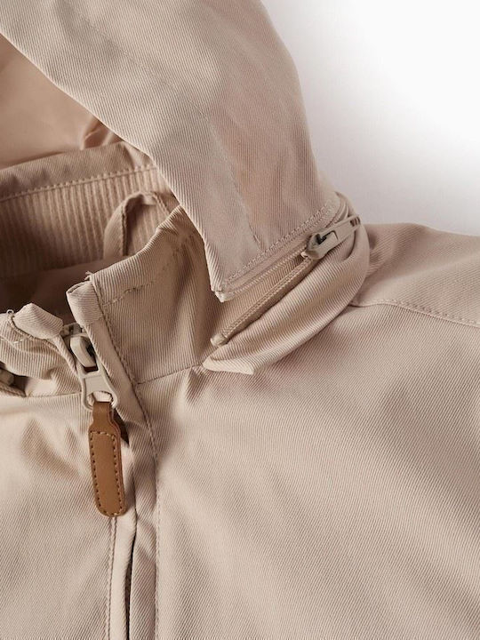 Kids' Casual Jacket Short with Hood Beige