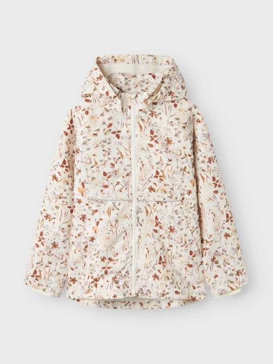 Wasserdicht Kinder Freizeitjacke mit Kapuze Ecru
