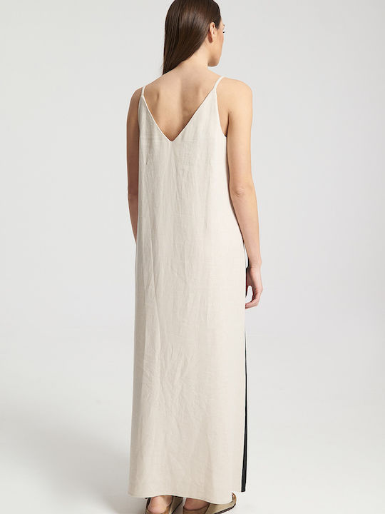 Καλοκαιρινό Maxi Φόρεμα Beige/black