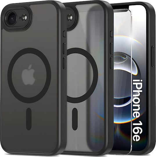 Калъф Erbord Matte за iPhone 16e Magsafe Черен + Стъклен Протектор