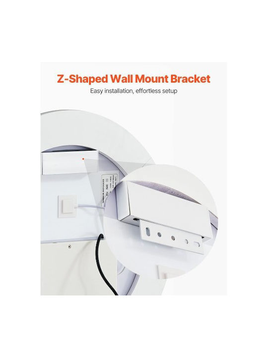 Vevor Round Bathroom Mirror Led made of Plastic 60x60cm White