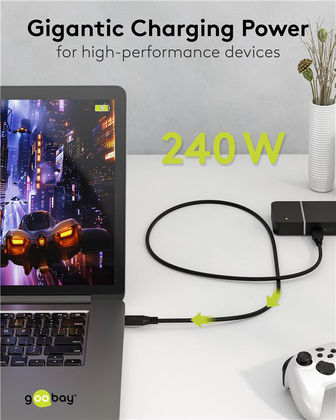 Goobay USB 3.0 Cable USB-C Male - USB-C 240W PD Black 1.8m 74185