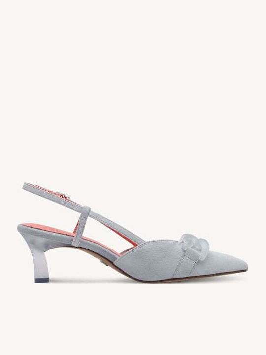 Spitze Zehe Pumps mit Mittelhohem Hellblauen Absatz