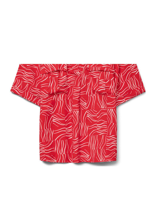 Κοντομάνικο Γυναικείο Πουκάμισο Fiery Red